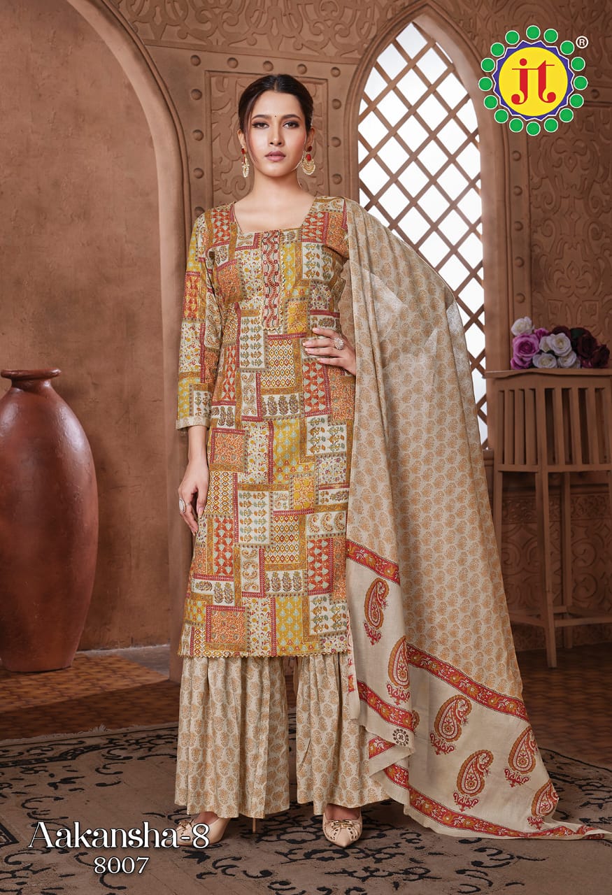 Jt Aakansha 8 Designer Cotton Dress Material Catalog
